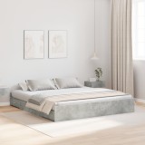 vidaXL Cadru de pat cu depozitare cu sertar cu headboard cu depozitare Gri beton 200 x 200 cm