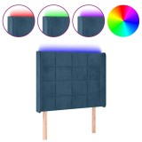 Cumpara ieftin Tablie de pat cu LED, albastru inchis, 103x16x118/128cm catifea