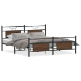 Cumpara ieftin Cadru de pat metalic fara saltea, stejar maro, 160x200 cm