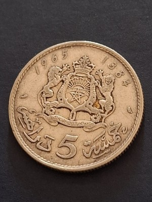 5 dirham 1965 argint maroc foto