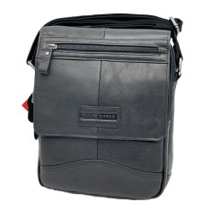 Borseta piele de Umar pentru barbati: Colectia Allan Marco Profesional, 23x27x7 cm, Negru