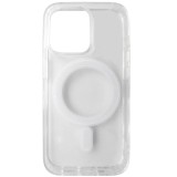 Husa spate transparent cu alb, magnet, colturi intarite, TPU cu plastic, pentru Apple iPhone 13 Pro