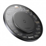 Incarcator wireless Baseus Simple Qi 15W, compatibilitate smartphones, Cablu Type-C la Type-C 1m inclus, negru