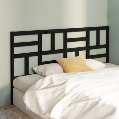 Tăblie de pat, negru, 206x4x104 cm, lemn masiv de pin foto