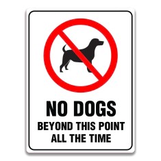 NO DOGS BEYOND THIS POINT ALL THE TIME SIGN foto