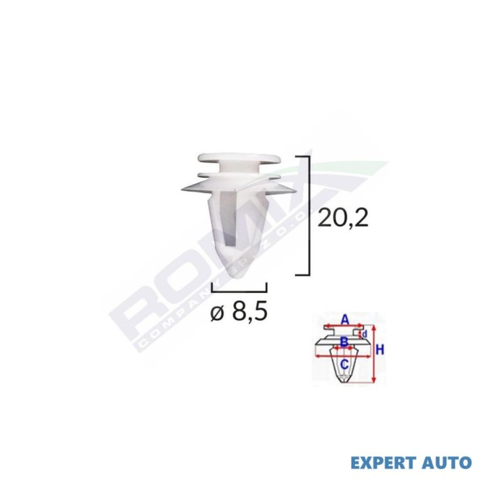 Clips tapiterie pentru ford/mini/volvo/mercedes 8.5x20.2mm - alb set 10 buc UNIVERSAL Universal
