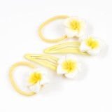 Set accesorii de par cu flori albe si galbene