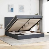 VidaXL Cadru de pat otoman cu saltele Gri &icirc;nchis 180x200cm catifea 3314337