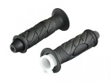 Set Mansoane Ghidon Moto Cauciuc Revo, Negru, D.int. 22mm, L 120mm, cu Ghidaj Cablu Acceleratie