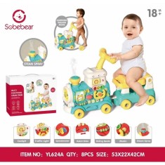 Locomotiva cu abur-Antepremergator multifunctional 5 in 1 cu vagon si scaunel-albastru