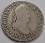 Spain , 2 Reales Ferdinand VII 1820 S&eacute;ville