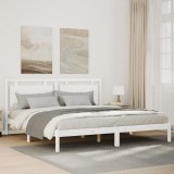 VidaXL Cadru pat foarte lung fără saltea, alb, 200x220 cm lemn masiv
