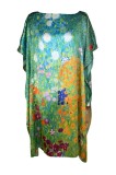 Rochie tip poncho dama M2, Dacali, verde/rosu, one size, Matase