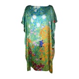 Rochie tip poncho dama M2, Dacali, verde/rosu, one size