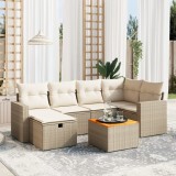 vidaXL Set canapele de grădină, 7 piese, cu perne, bej, poliratan