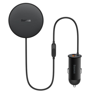 Incarcator pad magsafe baseus cu airvent holde - usb-a 25w, 15w pentru wireless charging foto