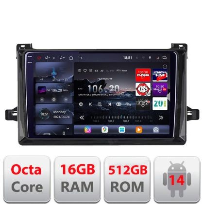 Navigatie Toyota Prius dupa 2015 Edotec Kit-TY50 8 core QLED 2K 16+512 360 Android Waze USB Navigatie Internet Youtube Radio CarStore Technology