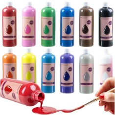 Set vopsele pentru postere, pe baza de apa, 12 culori x 500 ml, aplicare pe diverse suprafete