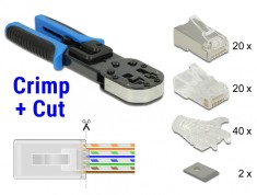 Set Cleste de sertizare RJ45 / RJ12 + accesorii Crimp+Cut, Delock 86450