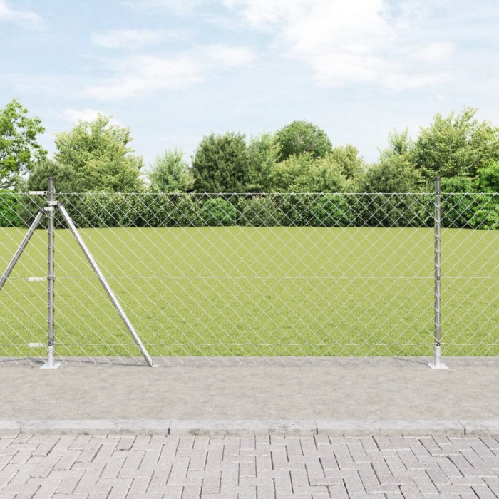 vidaXL Set de St&acirc;lpi de Gard Argintiu 10 x 1 m Oțel Galvanizat