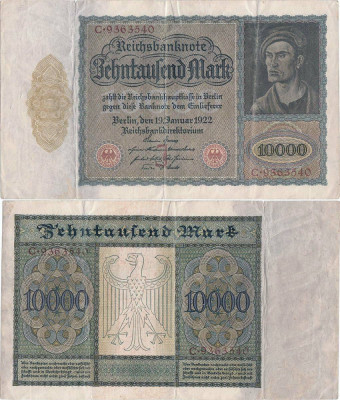 1922 (19 Ianuarie), 10.000 Mark (P-70) - Germania foto