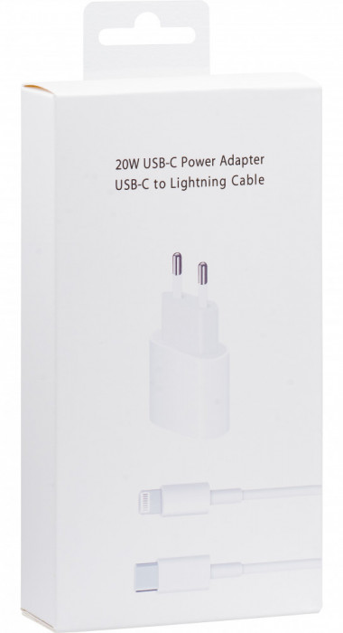 Incarcator Retea cu cablu USB Type C - Lightning pentru Apple iPhone 11/12/13/14 / iPad, 20W, 1 X USB Type-C, Blister