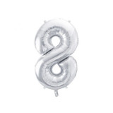 Balon folie cifra 8 argintiu 86 cm