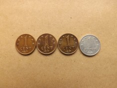 Antilele Olandeze Lot nr. 1 - 4 monede 1 Cent