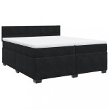 Cumpara ieftin Pat box spring cu saltea, negru, 200x200 cm, catifea