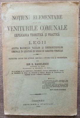 Notiuni elementare despre veniturile comunale&amp;hellip;// Chisinau 1924 foto