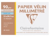 Hartie milimetrica format A4,90g mp,12 bucati set, Clairefontaine