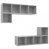 Cumpara ieftin Set de dulapuri TV, 4 piese, gri beton, lemn prelucrat