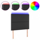 Cumpara ieftin Tablie de pat cu LED, negru, 100x5x118/128 cm, piele ecologica