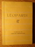 Versuri Leopardi - Cele Mai Frumoase Poezii, Editura Tineretului 1962, Romana, 140 Pagini, Poezie