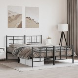 VidaXL Cadru pat metalic cu tăblie de cap/picioare, negru, 150x200 cm