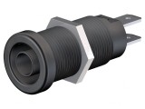 Soclu banană 4mm negru nichelat pe panou