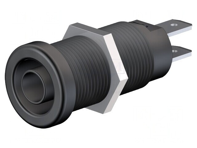 Soclu banană 4mm negru nichelat pe panou