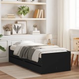 vidaXL Cadru de pat cu sertare, negru, 75x190 cm mic, single