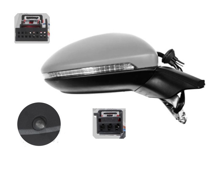 Oglinda exterioara Volkswagen Golf Viii, 11.2019-, montare dreapta, reglaj electric; carcasa grunduita; incalzit; sticla convexa; geam cromat; memori