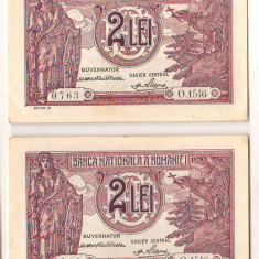 SV * Romania 2 x 2 LEI 1938 * Regele Carol II * SERII CONSECUTIVE * XF+ / AUNC