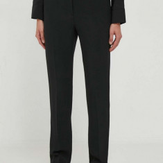 Emporio Armani pantaloni femei, culoarea negru, drept, medium waist