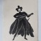 Felicitare - Desen in Tus negru, ZORO, 17cm x 27.5cm