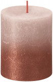 Lum&acirc;nare bolsius Rustic, Crăciun, apus de soare, roz brumăreț + chihlimbar, 80/68 mm