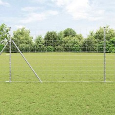 vidaXL Gard pentru c&acirc;mp Argintiu 25 x 1.4 m Oțel galvanizat