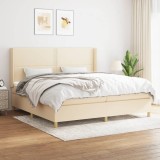 Gossi pat box spring cu saltea, crem, 200x200 cm, textil