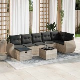 vidaXL Set mobilier de grădină cu perne, 8 piese gri deschis poliratan 3325618