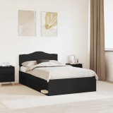 Cumpara ieftin Cadru de pat cu headboard Negru 120 x 200 cm Lemn de pin masiv