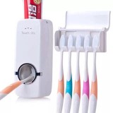 Dozator automat pasta dinti, Suport 5 periute perete, Igienic, Fara mizerie, Montare rapida, Pentru copii