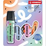 Set 4 Textmarkere Stabilo Boss Original by Ju Schnee , Editie Limitata, Culori Pastelate si Design Artistic