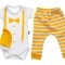 Set 3 piese body, pantalon si caciula cu bretele si papion bebelusi 0-9 luni